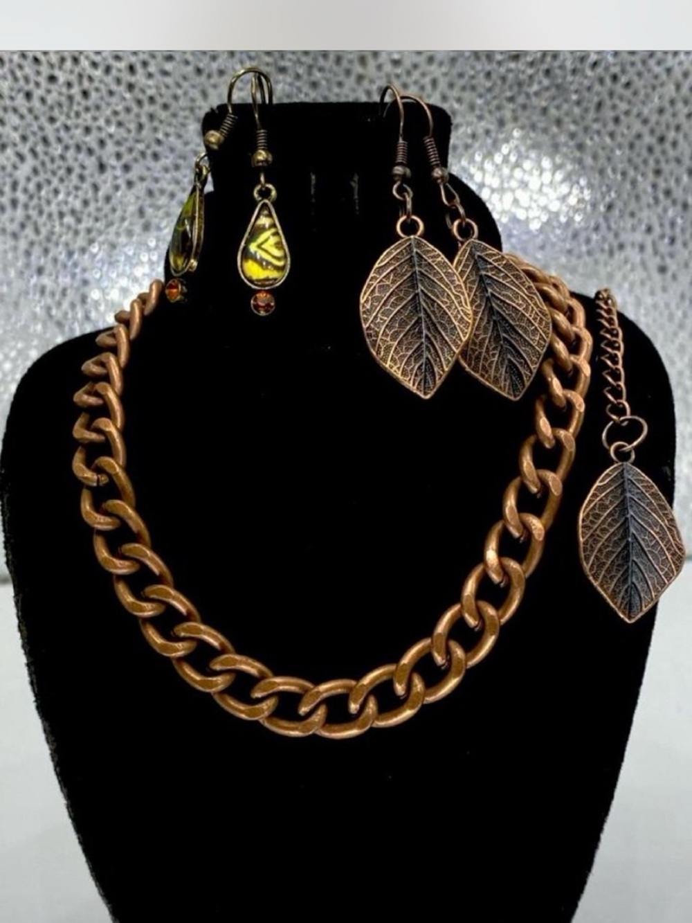 Ladies *** Copperknob ^^^ Curb Link Necklace / 2 x Earrings  ***